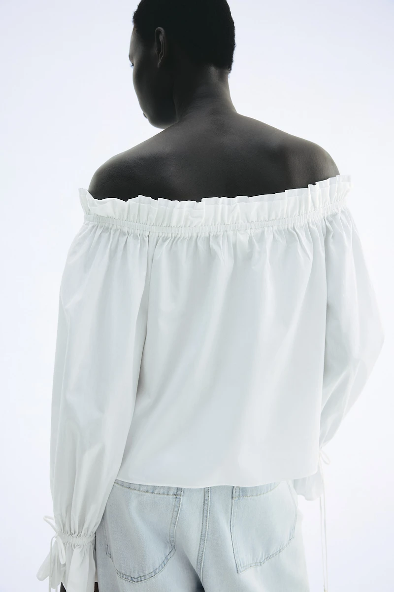Off-the-Shoulder Poplin Blouse