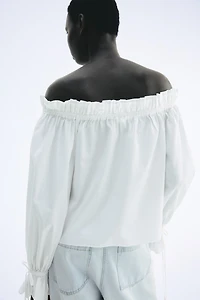 Off-the-Shoulder Poplin Blouse