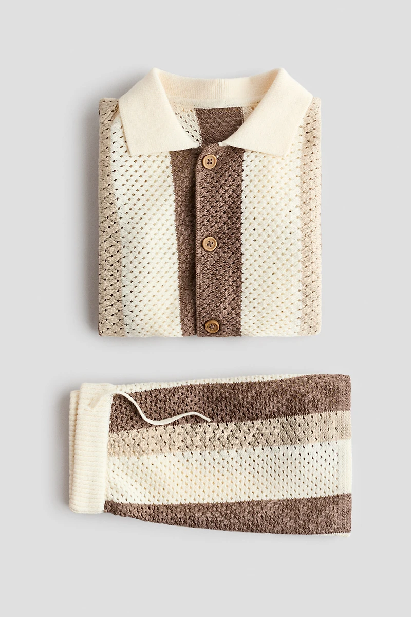 2-Piece Mesh-Knit Cotton Set