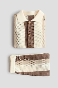 2-Piece Mesh-Knit Cotton Set