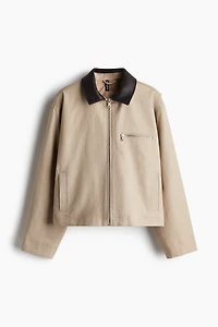 Coated-Collar Twill Jacket