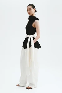 Ramie-Blend Peplum Top