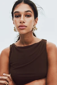 Haut sans manches en voile à effet drapé