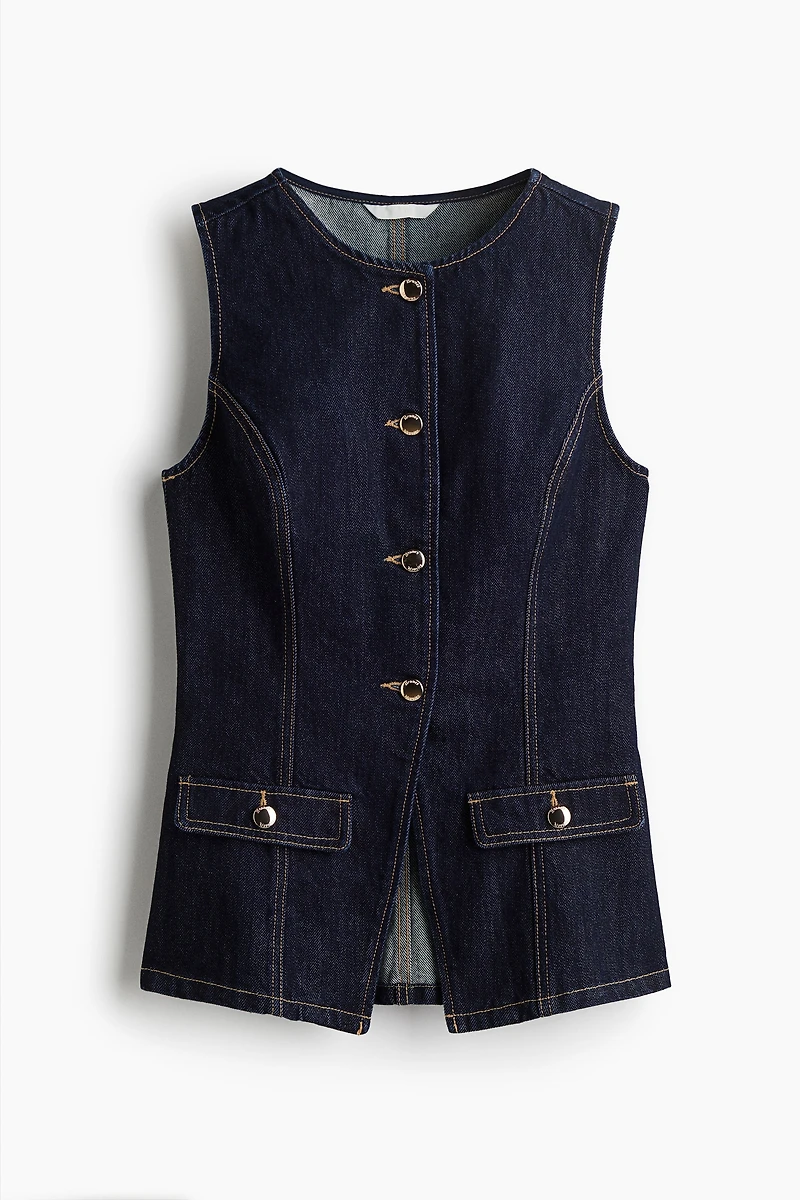 Tapered-Waist Denim Vest