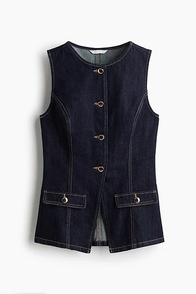 Tapered-Waist Denim Vest