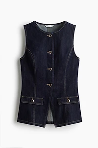 Tapered-Waist Denim Vest
