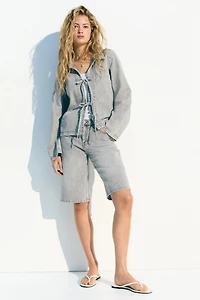 Tie-Front Denim Jacket