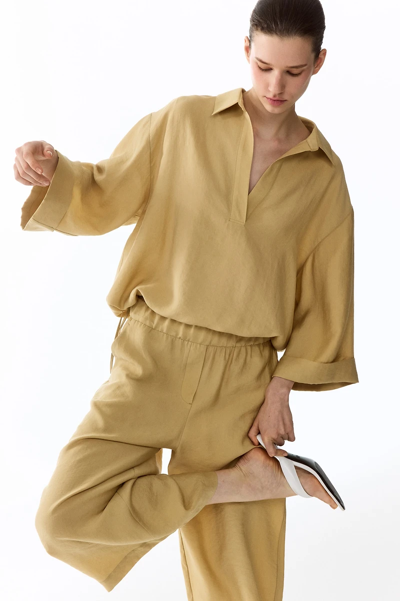 Straight-Leg Lyocell-Blend Pants