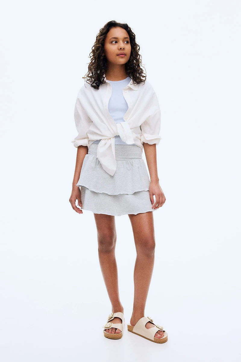 Foldover-Waist Tiered Skirt