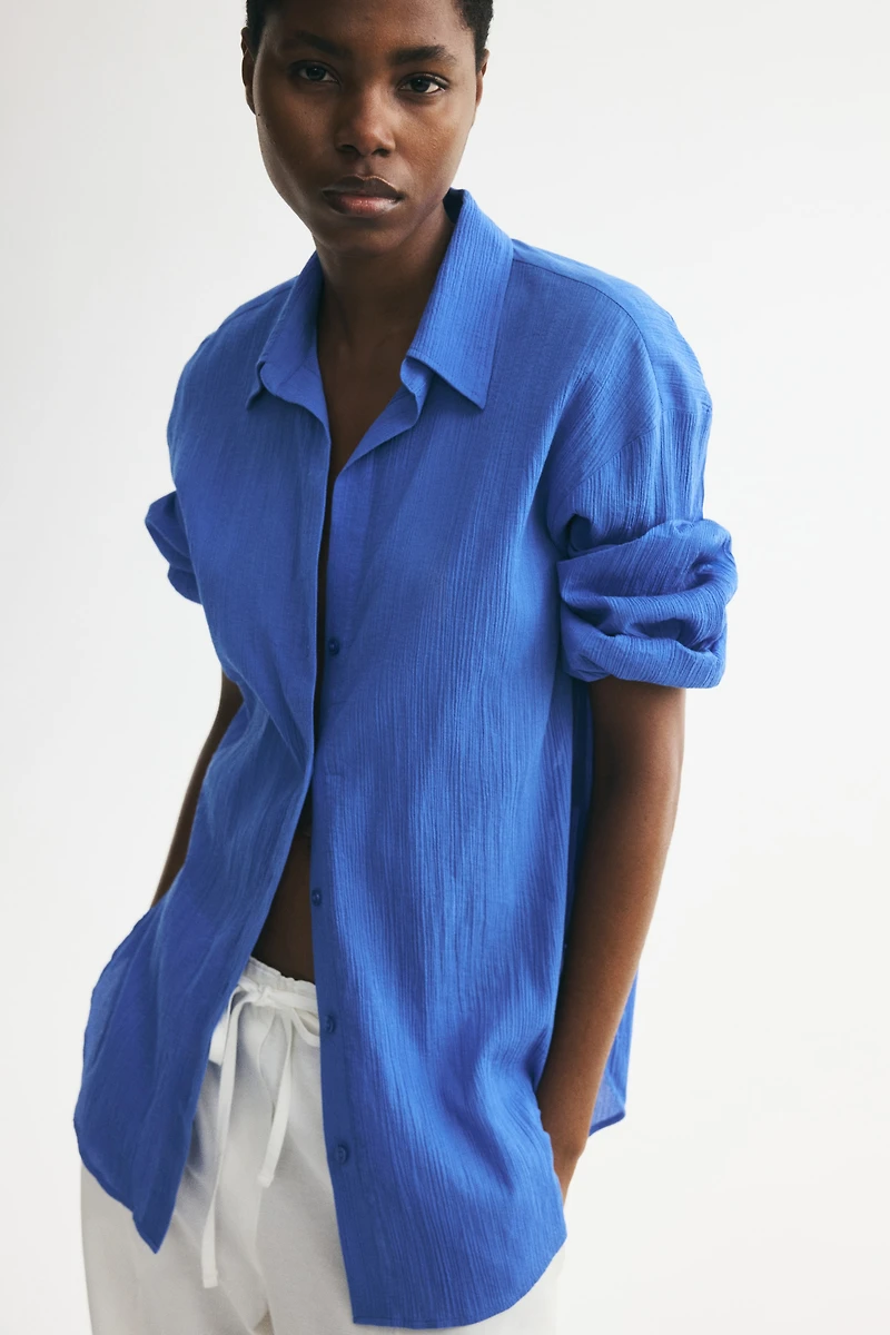 Chemise en coton froissé