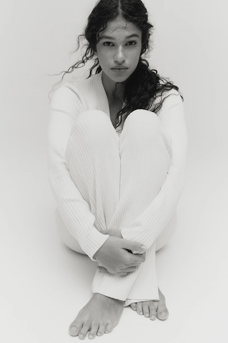 Flared Rib-Knit Pants