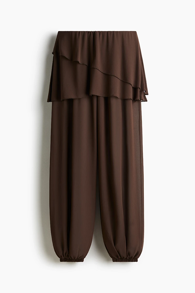 Chiffon Pants with Layered Skirt