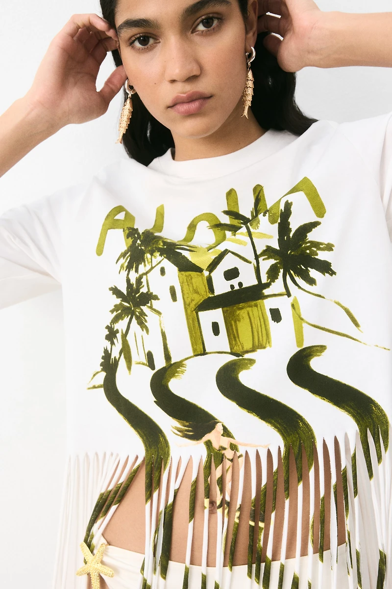 Fringed T-Shirt Dress