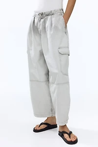 Regular-Waist Barrel-Leg Ankle Jeans
