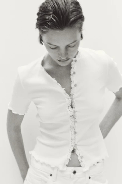 Lace-Trimmed Cotton Top