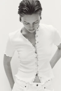 Lace-Trimmed Cotton Top