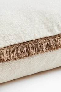 Slub-Weave Cushion Cover with Fringe