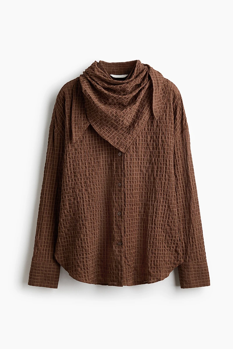Seersucker shirt with scarf