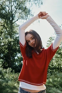 Oversized Fine-Knit Polo Shirt