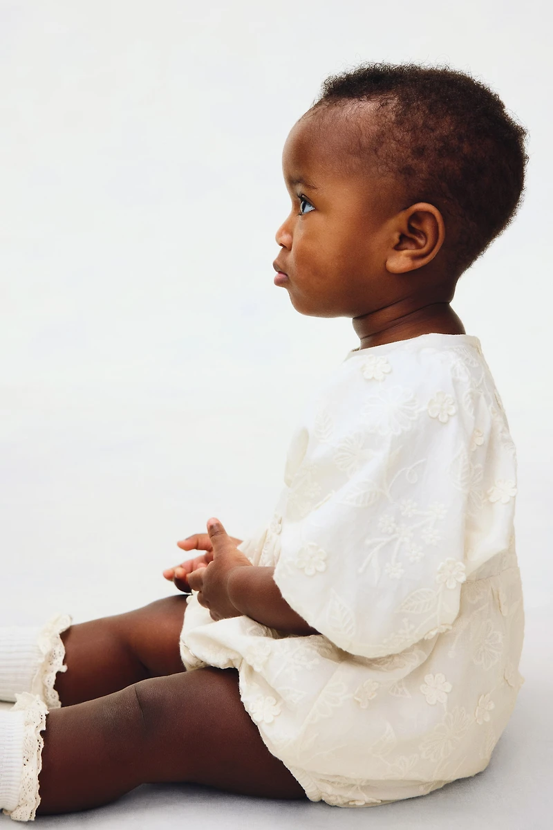 Eyelet Embroidered Romper Suit