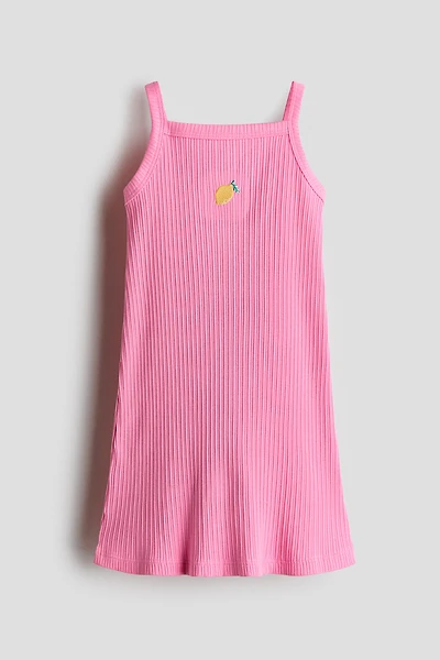 Embroidered-Detail Strappy Dress