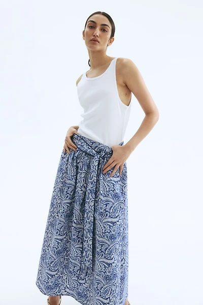 Tie-Detail Poplin Skirt