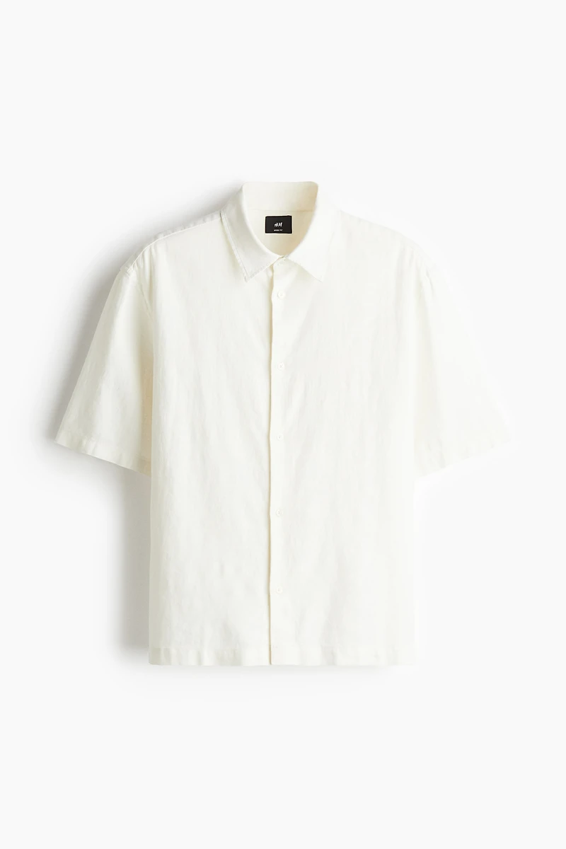 Loose-Fit Short-Sleeved Linen-Blend Shirt