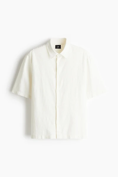 Chemise à manches courtes ample en lin mélangé