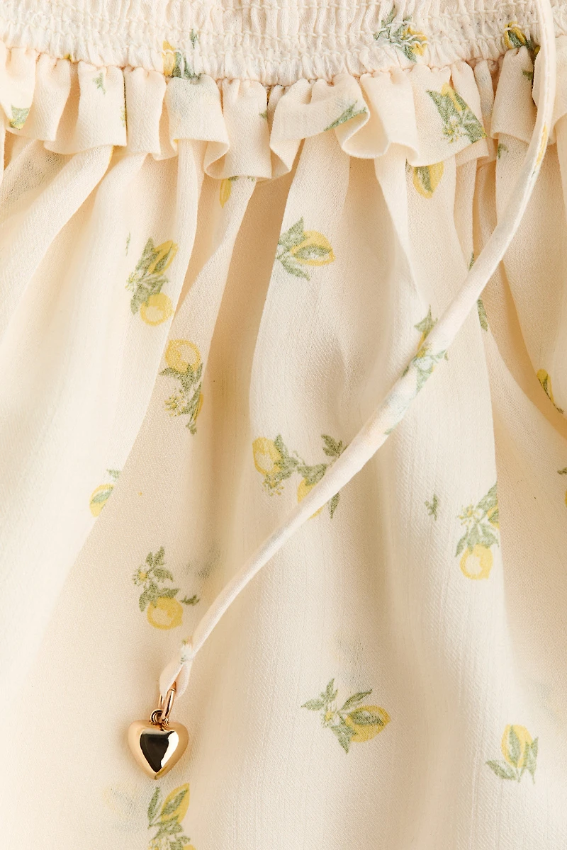 Ruffle-Trimmed Smocked-Bodice Dress