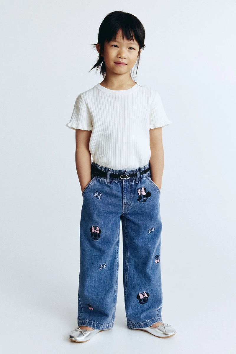 Wide-Leg Jeans with Motif