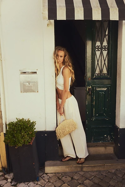 Wide-Leg Drawstring Pants