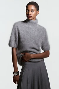 Brushed Cashmere Turtleneck Top