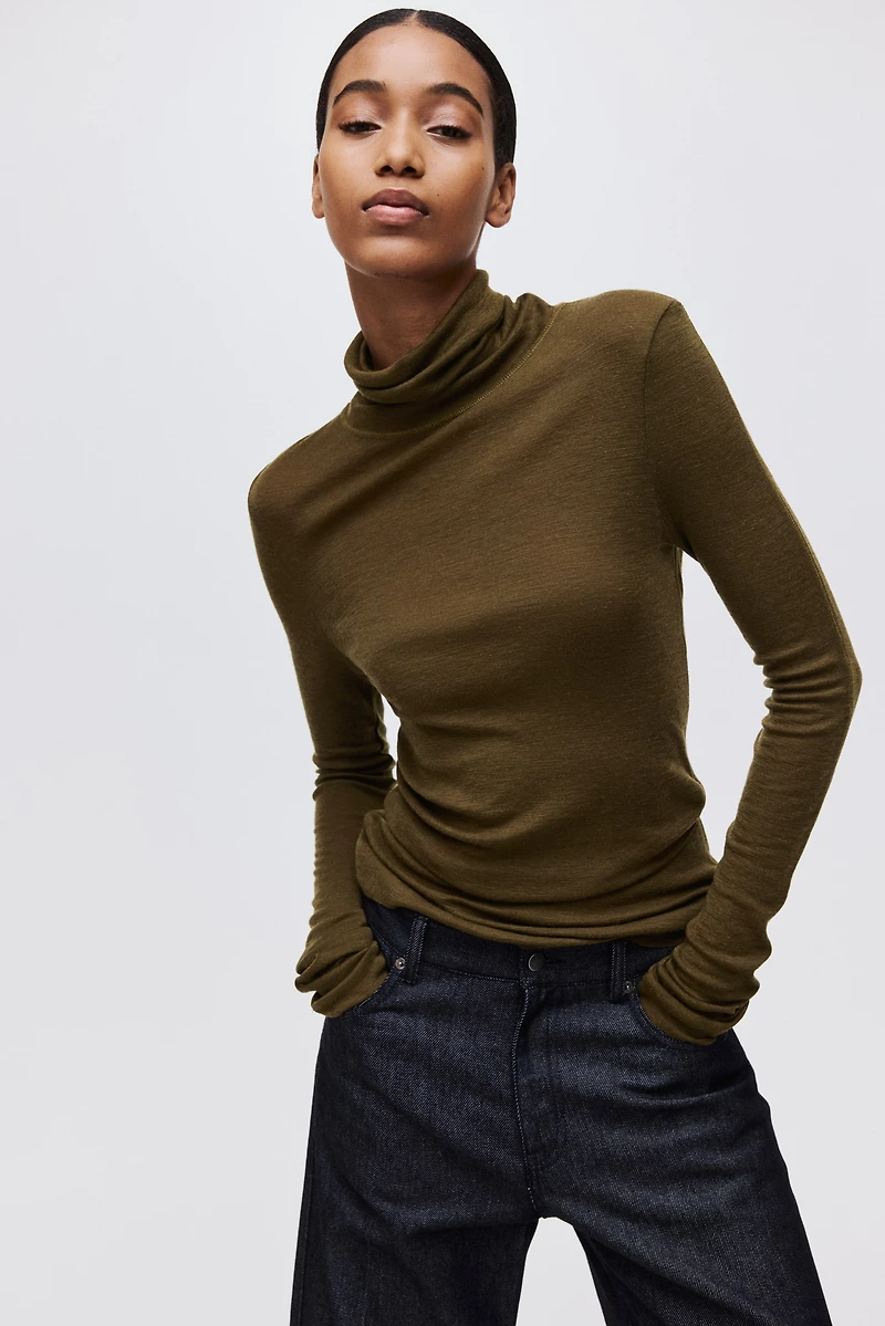 Wool Turtleneck Top