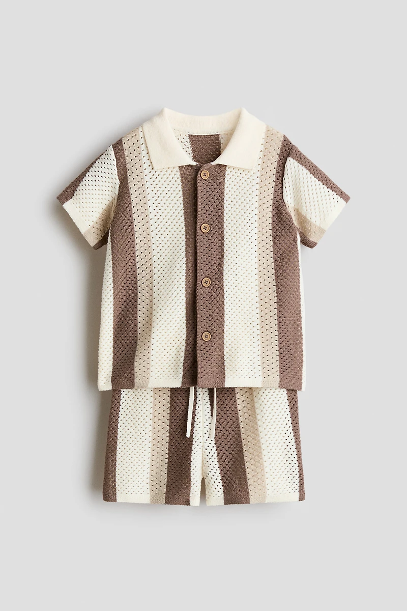 2-Piece Mesh-Knit Cotton Set
