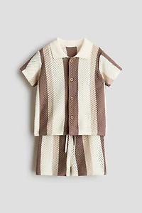 2-Piece Mesh-Knit Cotton Set