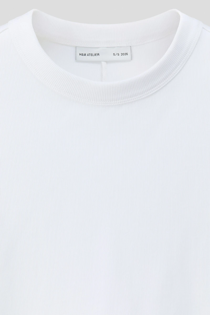 Ribbed Cotton T-Shirt