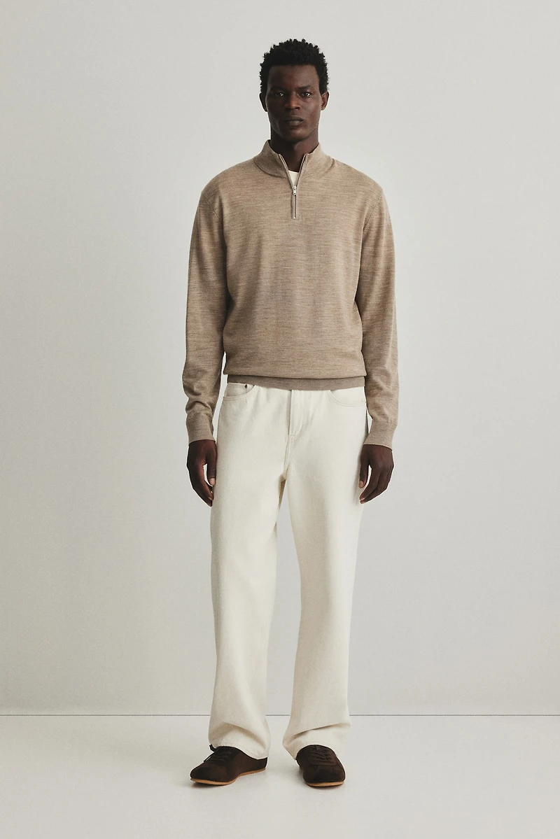 Regular-Fit Half-Zip Merino Wool Sweater