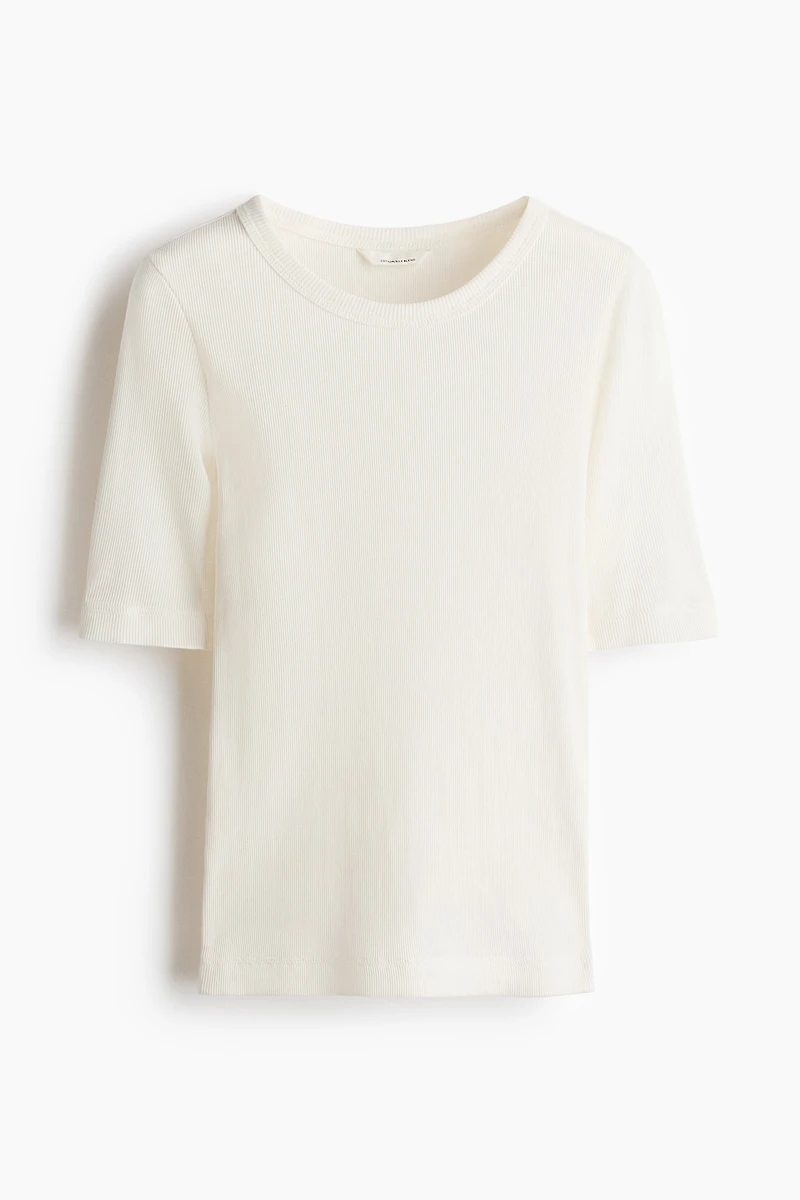 Haut côtelé en soie mélangée