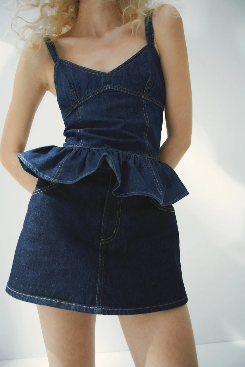 Denim Peplum Top