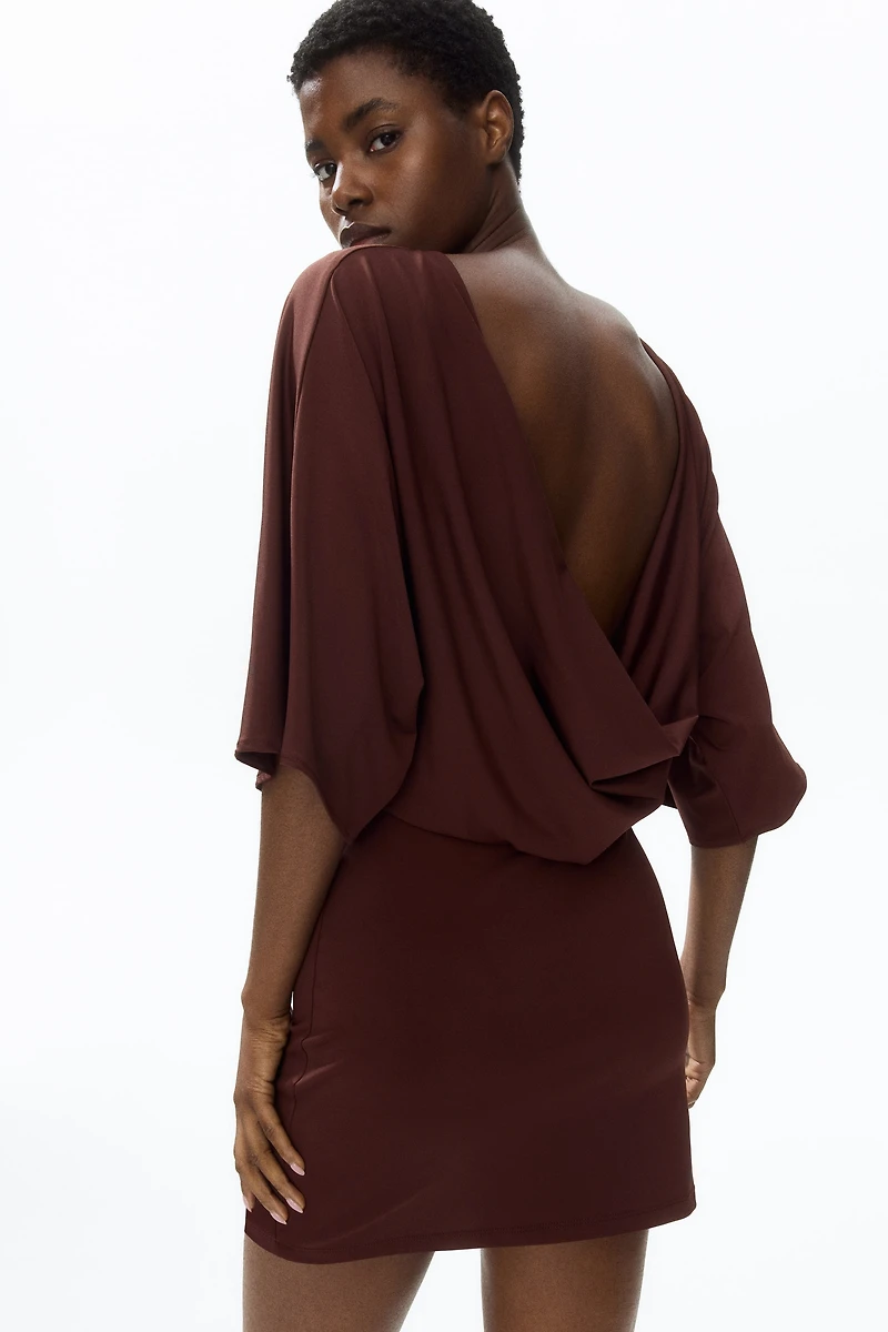 Cape-Sleeved Low-Back Dress