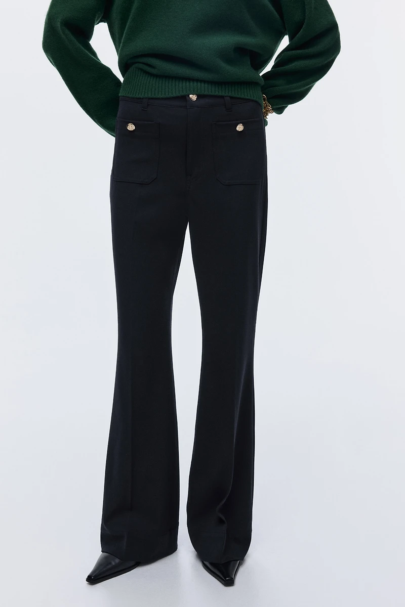 Pantalon évasé en sergé