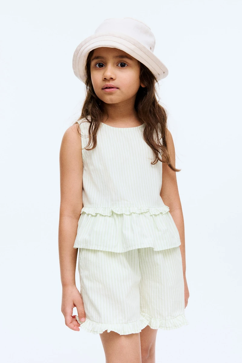 Ruffle-Trimmed Cotton Shorts