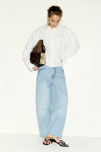 High-Waist Barrel-Leg Ankle Jeans