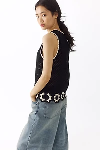 Crochet-Look Open-Knit Top