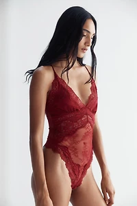 Microfiber and Lace Bodysuit