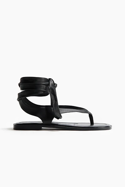 Tie-detail leather sandals