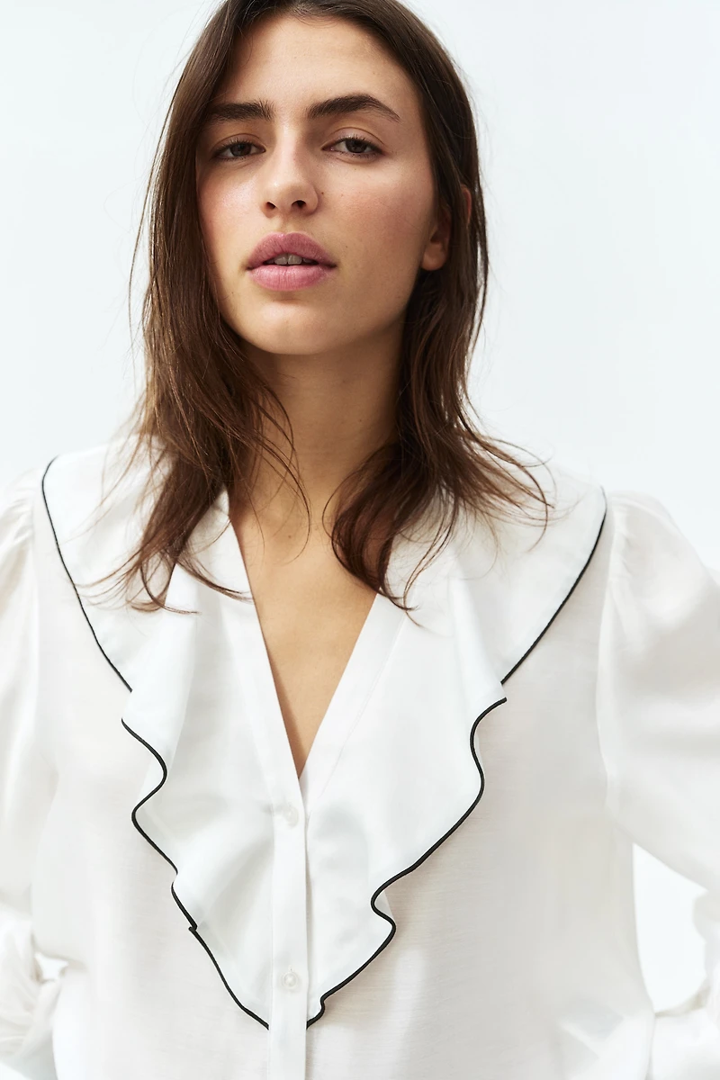 Flounce-Trimmed Blouse