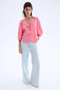Linen-Blend Blouse
