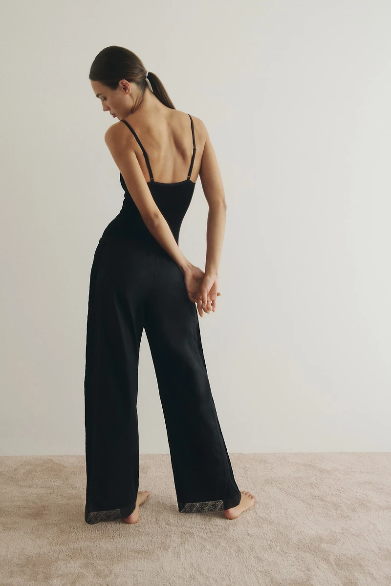 Lace-Trimmed Drawstring Pants