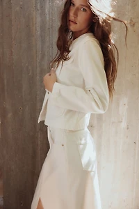 Collarless Denim Jacket